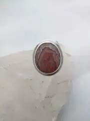 Gorgeous Large Rhodochrosite Ring 925 Sterling Silver Size 8.5 Great Color A+