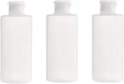 QUUPY 3Pcs 200ml/6.8oz Empty Refillable Clear Plastic Soft Tube Squeeze Bottle With Flip Cap Travel Bottle Makeup Cosmetic Toiletries Packing Storage Containers for Shampoo Shower Gel Toner Lotion