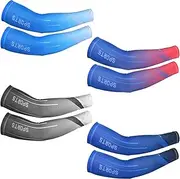 [Newcotte] 4 Pairs UV Sun Protection Arm Sleeves Cooling Sports Sleeve Anti Slip Ice Silk Arm Warmers Arm Covers for Men Women
