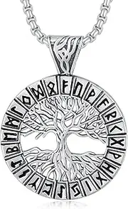 [Swordgod] Christmas Xmas Gift Viking Necklace for Men Women 925 Sterling Silver Thor's Hammer Mjolnir/Tree of life Pendant Necklace Norse Pagan Viking Amulet Jewelry for Him Husband Father