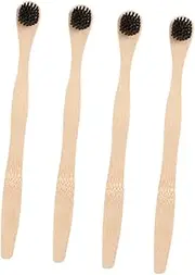 Healeved 4pcs Wood Tongue Scraper Toothbrush for Tongue Scraper for Adults Toothbrushes Tooth Brush Toothbrush Tongue Cleaning Brush Oral Tools Wooden Black