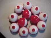 12 NEW 1" inch ROUND red & white Snap-On Fishing BOBBERS FLOATS ice spring