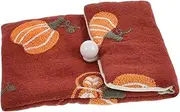 [TEMPNAP] Embroidered Cotton Linen Jewelry Pouch Small Hanfu Style Coin Purse for Organizing Makeup Sanitary Napkins Travel Essentials Brick Red Pumpkin Design