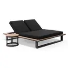 Balmoral Aluminium Double Sun Lounge In Charcoal With Round Side Table