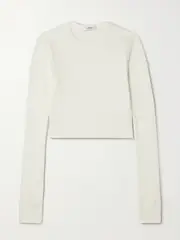 [WARDROBE.NYC] WARDROBE.NYC - + Hailey Bieber Cropped Cotton-blend Top - Off-white - medium medium Off-white