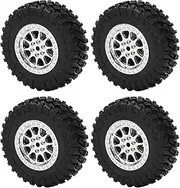 RC Car Tires Tyre Wheel, 4PCS Silver for MN D90 D91 D96 D99 WPL B14 B24 C14 C24, Teen, 1 Player, Automatic, TOYS_AND_GAMES, Small, Unisex, Plastic Rubber, Hand-powered, No batteries required