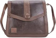 [Leatherkart] Camera Brown Sling Bag for Women Crossbody with Outer Flap and Adjustable Strap Premium Leather Lightweight Multipurpose Sling Bags with 4 Pockets