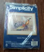 Vintage Simplicity Stitchery Autumn Pheasant Needle Craft Crewel Embroidery Kit