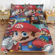 a1290 Super Mario Duvet Cover Set, 3 Piece Bedding Set 86x70" Double Sided Printing Decorative Comforter Cover Set (1 Duvet Cover + 2 Pillow Shams)" j