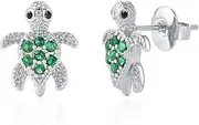 [KINGSIN] Hypoallergenic Heart Love Swarovski Crystals Dangle Earrings Silver Stud Women Gifts Sensitive Ears