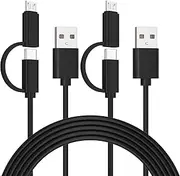 10FT 2in1 Charging Cord Replacement for Kindle Fire HD 6 7 8 10, Kindle Oasis, Paperwhite, Amazon Fire Max 11, Kindle E-Readers, Android USB C&Micro USB Charging Cable(2 Packs)