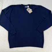 Jantzen Sweater Mens 2X Big Blue Classic Pullover Made In USA NWT Grandpa Dad