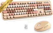 Wireless Retro Keyboard & Mouse Combo 2.4GHz with Numeric Keypad