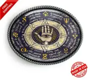 Ancient Runes Belt Buckle - Esoteric Spiritual Seeing Eye Handmade Buckle - 27
