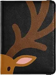 [Amooorous] Cartoon Elk Leather decorative Passport and Vaccine Card Wallet Combo Vaccine Case Protector Cover Document Organizer Holder Accessories Lightweight, cartoon elk, 1 size