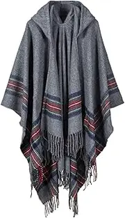 [Bakerdani] Poncho Capes with Hood Pashmina Cardigans Blanket Shawls with Tassels