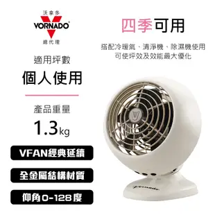 美國VORNADO沃拿多 經典迷你復古扇VFANMC23（白色）