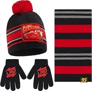 [Disney] Boys Toddler Winter Hat, Scarf & Mittens Set 2-4 Or Cars Lightning McQueen Hat, Scarves & Kids Gloves Sets 4-7