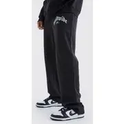 Mens Black Relaxed Worldwide Graphic Joggers