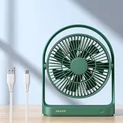 JISULIFE Desk Fan, Small Personal USB Desktop Fan with 4 Speeds, Quiet Operation Mini Portable Table Cooling Fan with Unique Design for Home Desktop Office Table Bedroom, Strong Wind, 330°Rotate-Green
