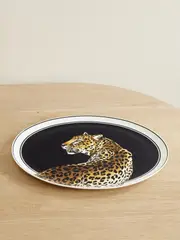 [Dolce & Gabbana] Dolce & Gabbana - Printed Porcelain Platter - Leopard print - One size One size Animal print