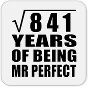 [Designsify] Gifts, 29th Anniversary Square Root of 841 Years of Mr Perfect, Drink Coaster Mat Wipe-Clean Non-Slip Non-Skid Cork Back, for Birthday Mom Dad Parents Fathers Mothers Day Party