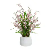 Glamorous Fusion Pink Dancing Lady Orchid Artificial Fake Plant Flower Decorative 78cm In Pot