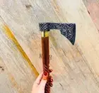 Victorian Axe Style Head Handle Handmade Spiral Wooden Walking Stick Cane