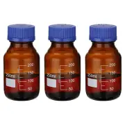 250ml Glass Reagent Media Storage Bottle with Blue CapAmber3Pcs