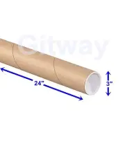 3" x 24" Cardboard Poster Shipping Mail Packing Postal Tube 24 Tubes With Caps