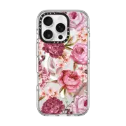 iPhone 16 Pro Clear Case MagSafe Compatible Blush Pink Rose Watercolor Chic Illustration Floral Pattern
