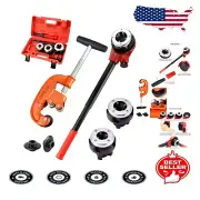 Professional Pipe Thread Kit: Cutter & Manual Tool with 3 Dies for Versatile Use