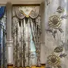 luxury Pastoral European relief Embroidery thick valance curtain tulle M1643