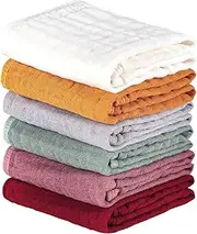 Yamitora Baby Muslin Cloths Burp Cloths Pack of 6 Fabric Nappies Muslin Cloths Baby Burp Cloths Baby Extremely Absorbent Cotton Folding Nappies Wiping Cover Newborn
