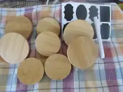 8 Piece 2 Sizes Bamboo Mason Jar Lids with Labels and Chalk Marker
