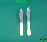 12 T/C ADSON TISSUE 1X2T+DRESSING FORCEPS 4.75" WITH TUNGSTEN CARBIDE INSERTS