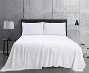 ISMATE Sheet Set Bed Premium - White Sheet Set, 1200TC Ultra Soft Microfiber 4 Piece,Extra Deep Fitted Sheet & Flat Sheet & 2 Pillowcases, Breathable and Easy Care Australian Queen Size