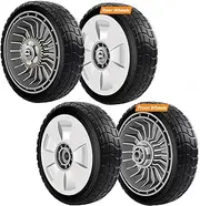 Lawn Mower Wheels, 4 Pack HRR216 Lawn Mower Drive Wheels with 2 Rear Wheels 42710-VE2-M02ZE + 2 Front Wheels 42710-VH7-010ZA Replace for Honda HRT216 HRR216 HRS216 HRB215 Lawn Mower Replacement