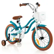 Costway 40cm Bike Bicycle Ride-on w/Training Wheels & Basket & Adjustable Handlebar Seat Girls Beginner