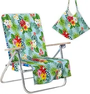 Beach Chair Cover with Side Pockets Thick and Quick Dry Chaise Lounge Chair Towel Cover for Sun Lounger Pool Sunbathing Garden Beach Hotel No Sliding 2 Pcs,10