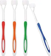 ACEmedia 4 Pieces 3 Sided Autism Toothbrush Three Bristles for Special Needs Kids Soft Bristles Soft and Gentle Clean Each Tooth to Completely Teeth and Gum Care Pretty Good Angle Bristles Clean Each Tooth, Soft and Gentle (Green, Blue, Yellow, Red)