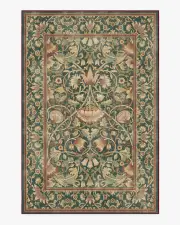 200' x 290' | Machine Washable Runner Rug | Kid & Pet Friendly | Indoor Rug | Lodden Soft Evergreen & Gold Flatwoven Rug by Morris & Co. | Ruggable