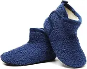 [WoomuZon] Toddler Kids Winter Warm Fuzzy House Slippers Bootie Lightweight Boys Girls Baby Indoor Home Shoes