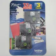 NEW Brother P-Touch TZe-2322 Tape Black Print White Label 3 PACK Cartridges