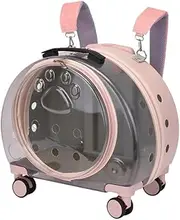 Kitten Carrier Pet Luggage Transparent Trolley Case Cat Bag Outdoor Portable Dog Space Capsule Cat Backpack Pet Supplies Cat Bag(Green,A)