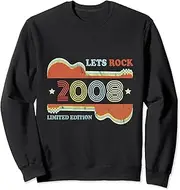 [X.Style] 15th Birthday Vintage Guitar Lover Retro Lets Rock 2008 Sweatshirt ds768 Sweater (S) Black