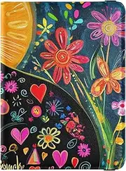 [Amooorous] Colorful Cat Boho Floral Leather decorative passport holder for travel family Vaccine Case Protector Cover Card Holder Passport Case Ultra Slim, colorful cat boho floral, 1 size