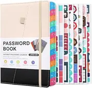Password Keeper Book with Alphabetical Tabs for Seniors, Hardcover Password Keeper,Password Notebook Organizer for Home Office Internet Website Address Login,213x150mm (Black)