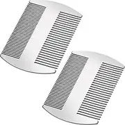Boao 2-Piece Metal Hair Combs for Women & Men, Beard & Mustache Comb, Lice Comb, Wallet-Sized, Silver, Stainless Steel