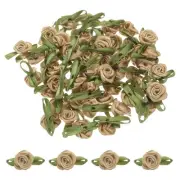 80 Pcs Khaki Mini Roses Bow 15mm Ribbon Roses for Appliques Crafts